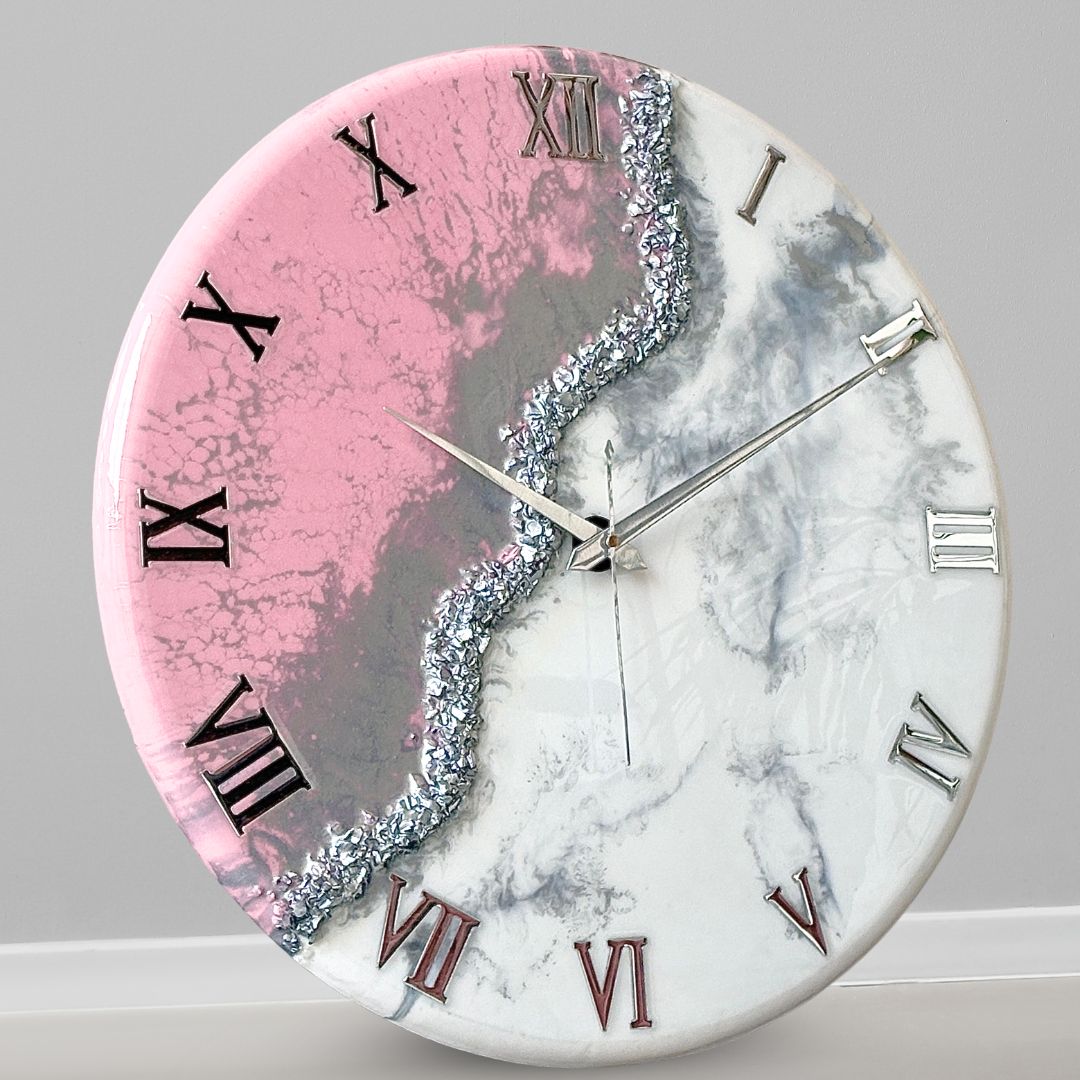 Pink Marble Silent Clock