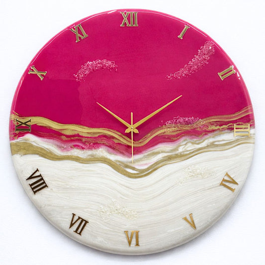 Pretty Pink Medium Size Silent Clock 17.5 inches