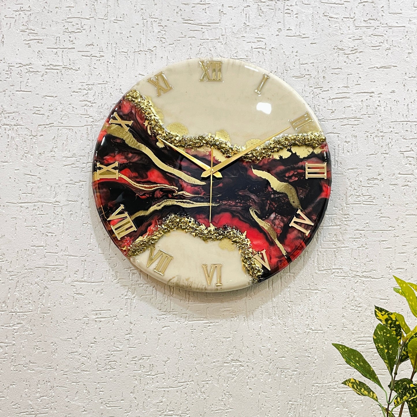 Volcano Slag Medium Size Silent Clock 17.5 Inches