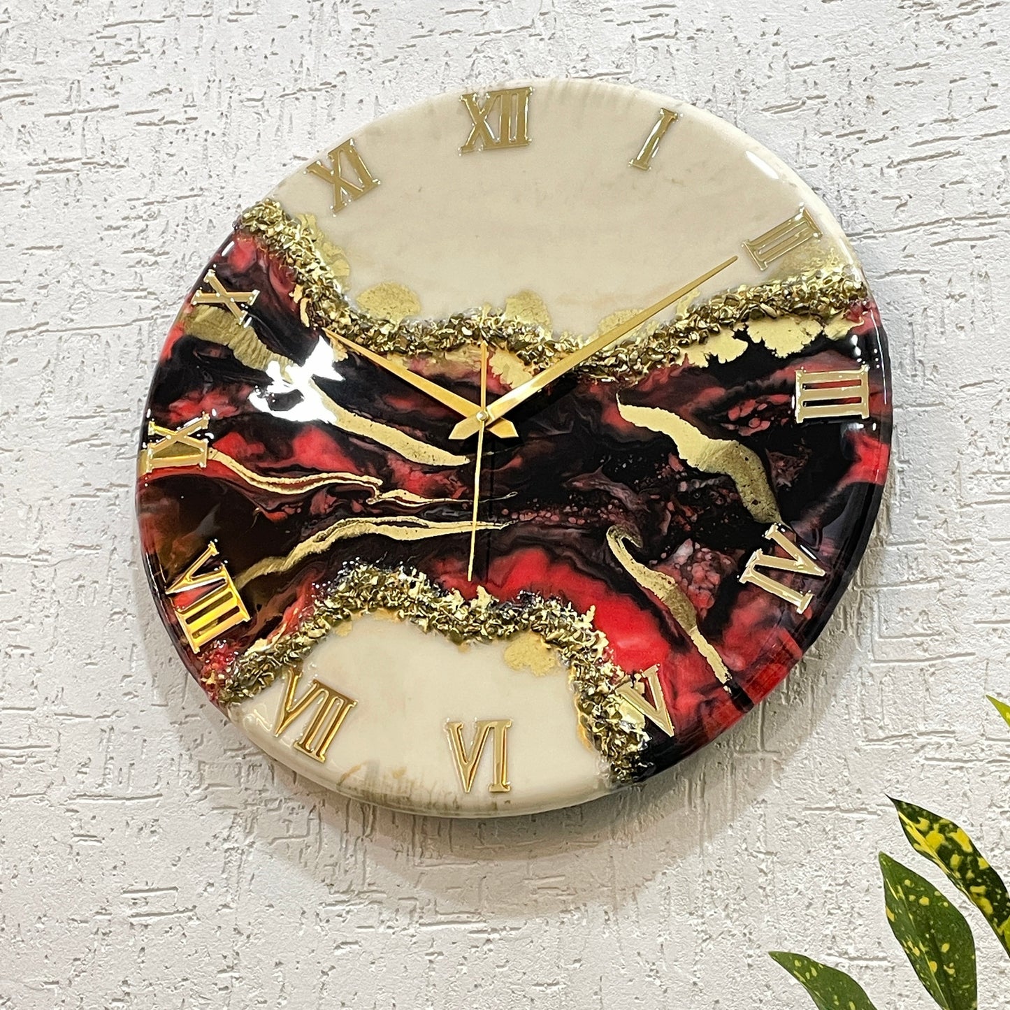 Volcano Slag Medium Size Silent Clock 17.5 Inches