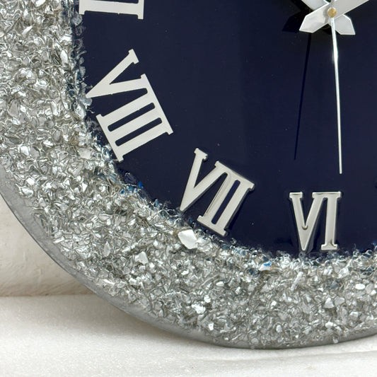 *Blue Silver Ring Silent Clock 17.5 inches(CS)