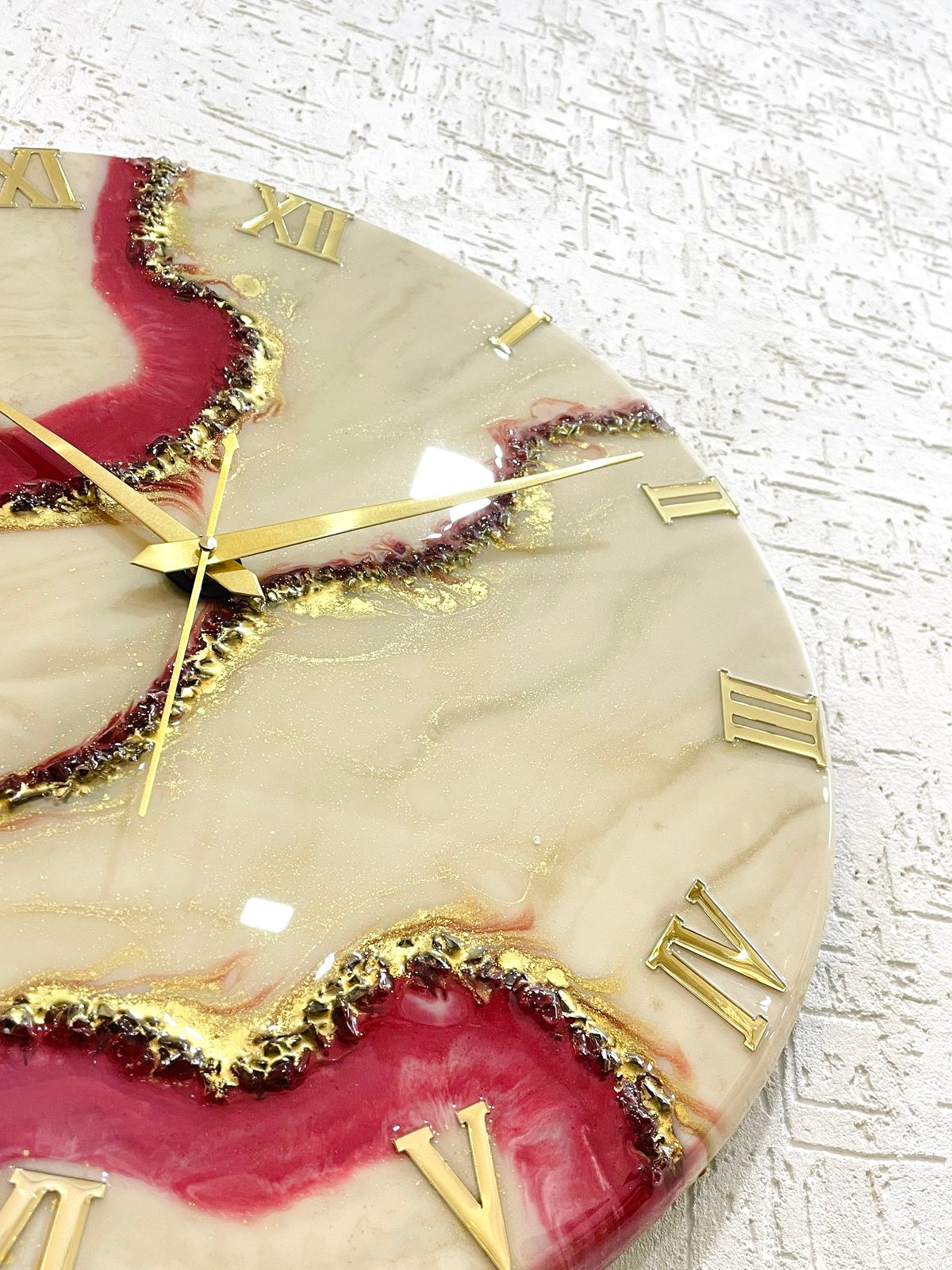 Cherry Geode Medium Size Silent Clock 17.5 Inches