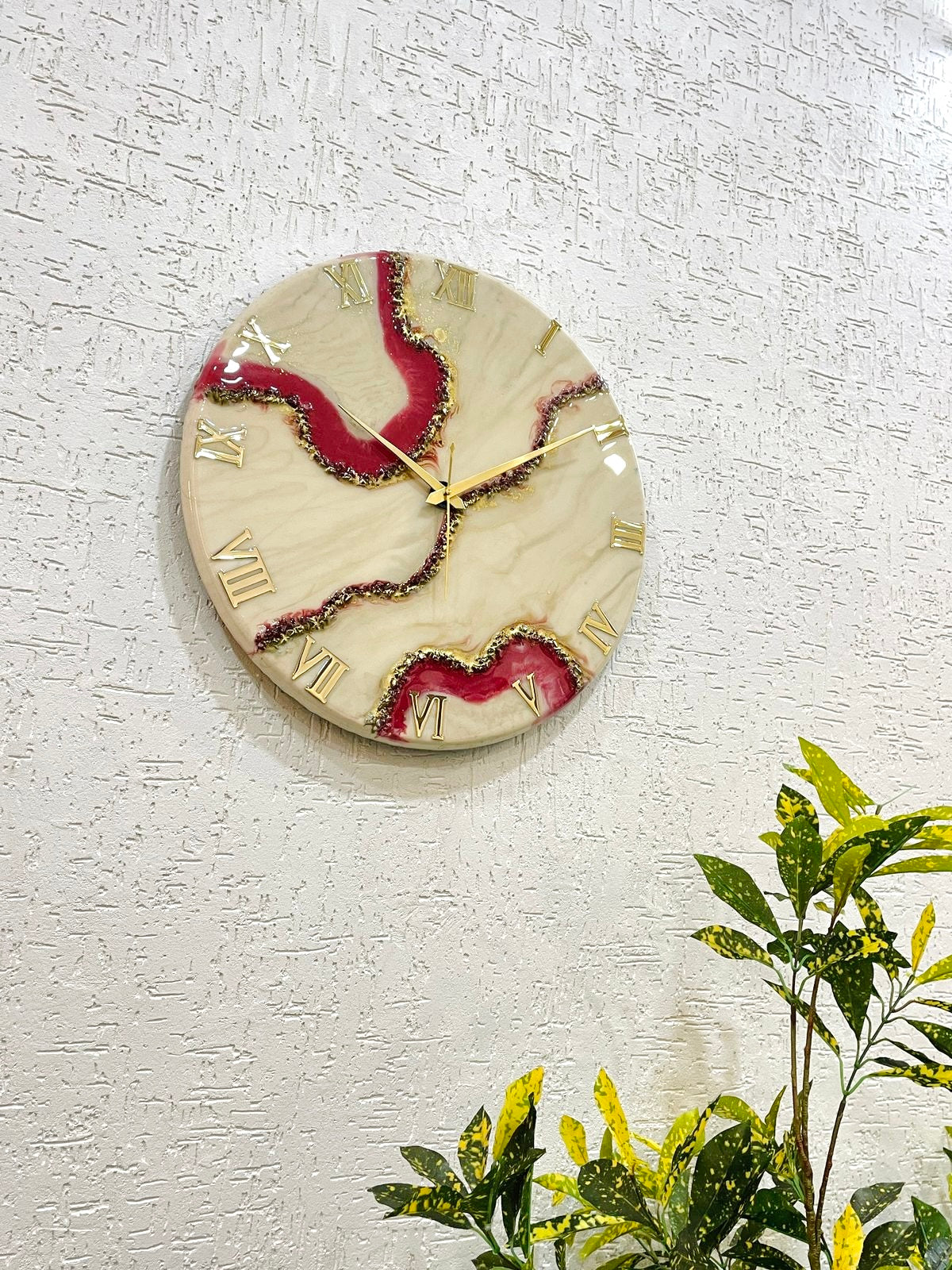 Cherry Geode Medium Size Silent Clock 17.5 Inches