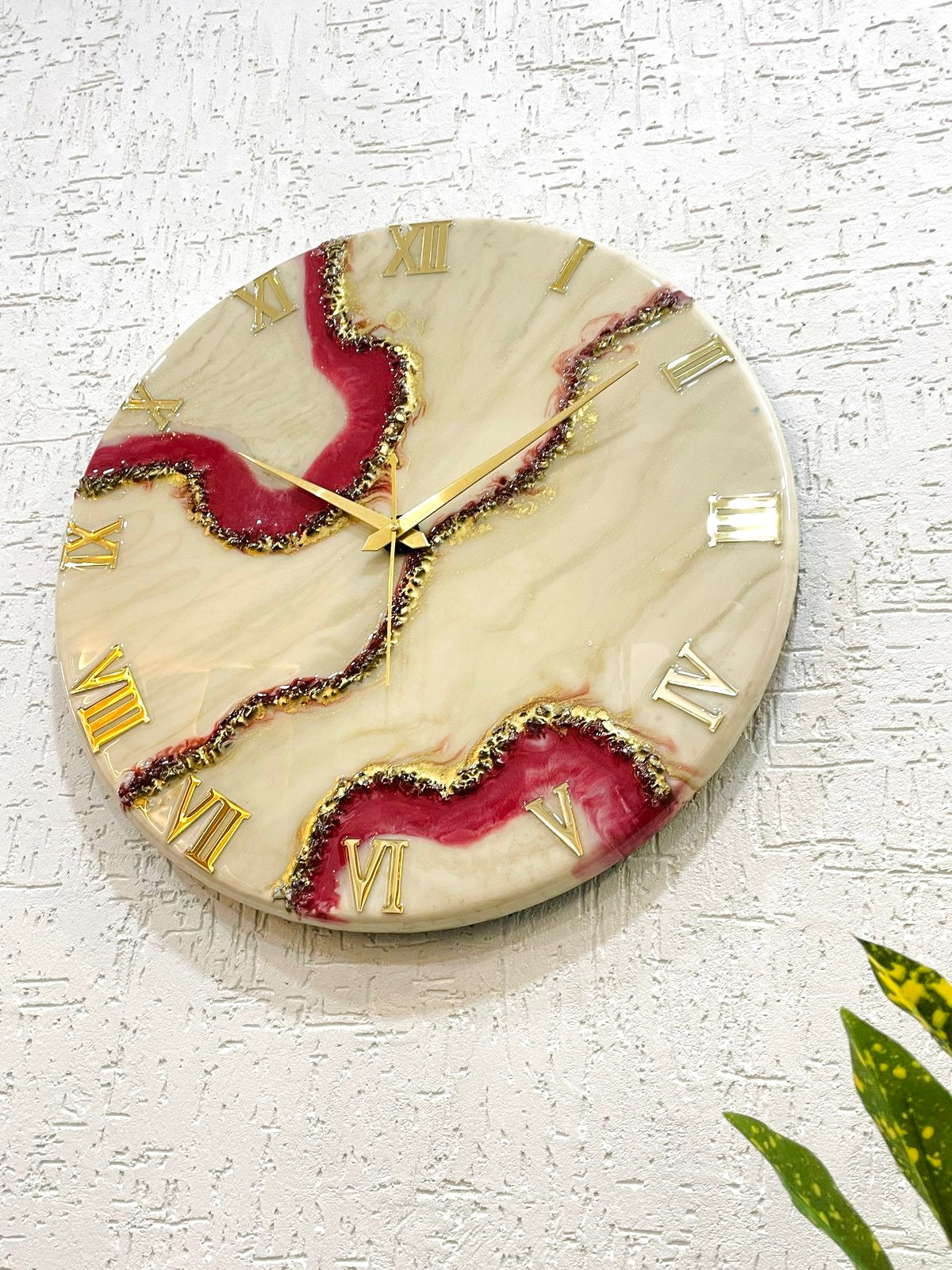Cherry Geode Medium Size Silent Clock 17.5 Inches