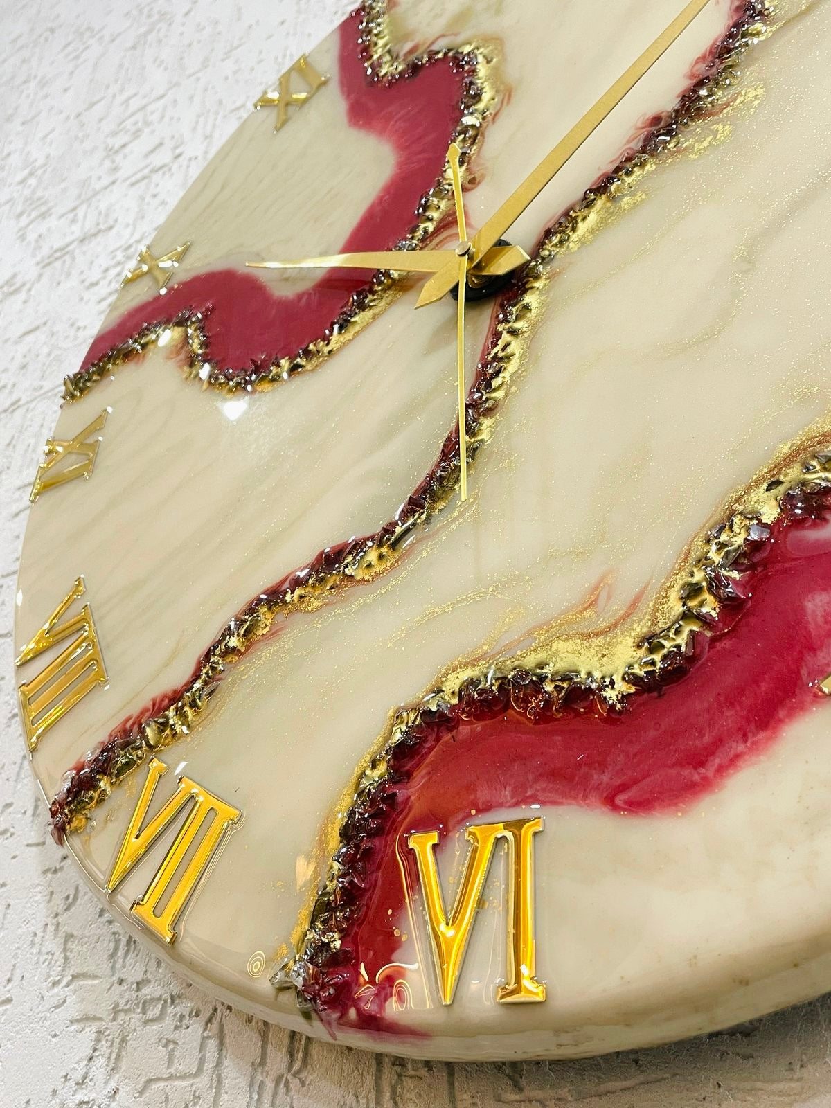 Cherry Geode Medium Size Silent Clock 17.5 Inches