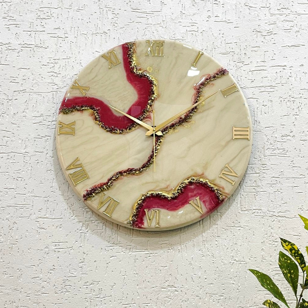 Cherry Geode Medium Size Silent Clock 17.5 Inches