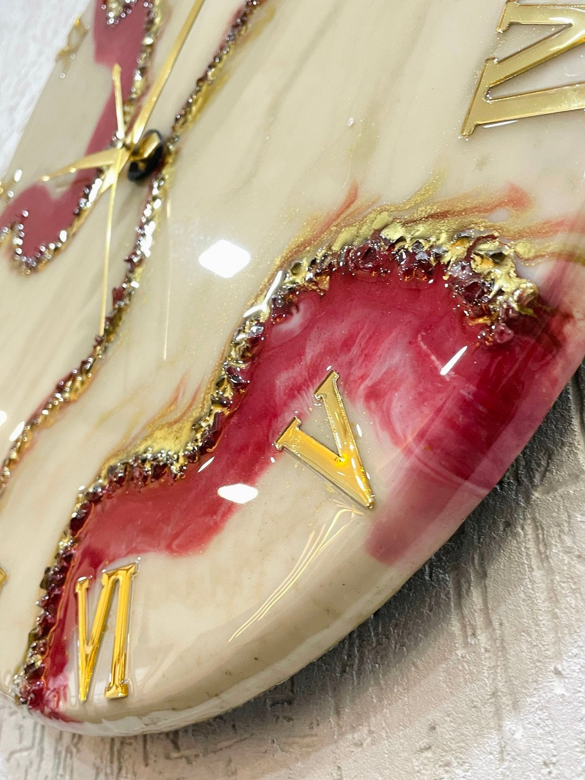 Cherry Geode Medium Size Silent Clock 17.5 Inches