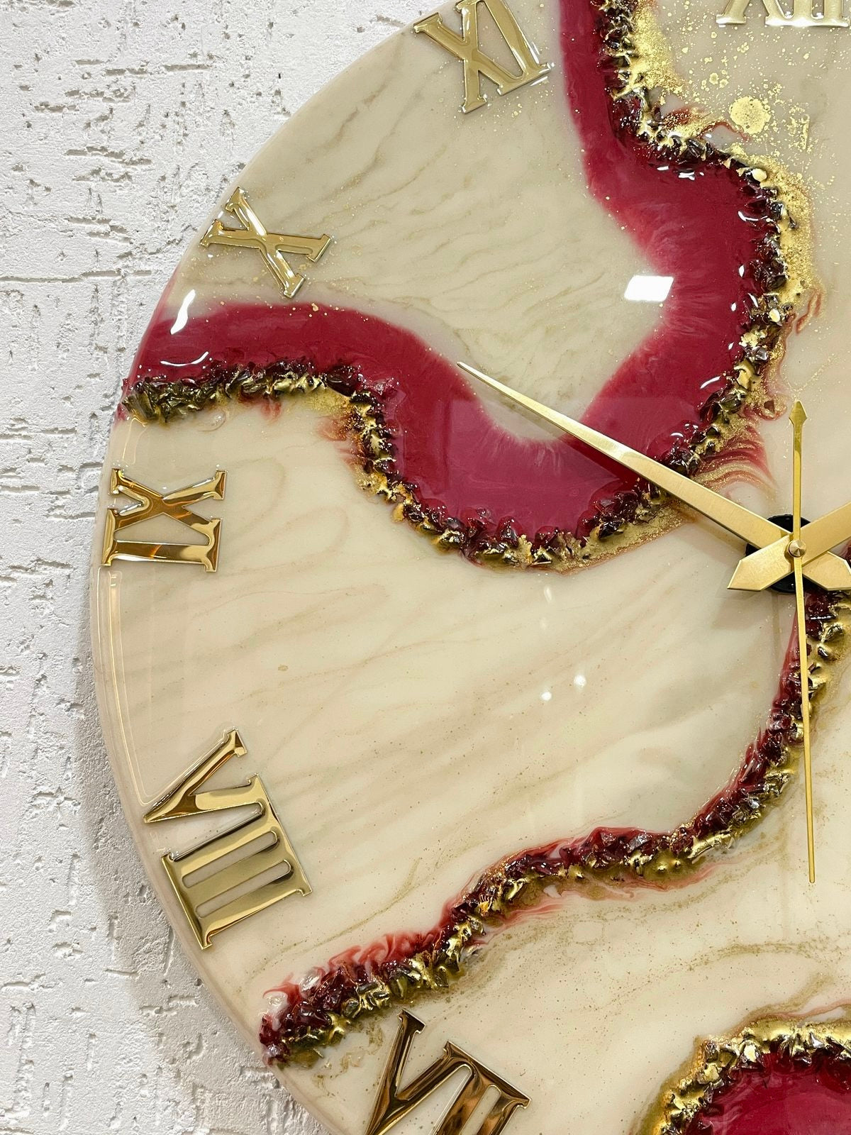 Cherry Geode Medium Size Silent Clock 17.5 Inches