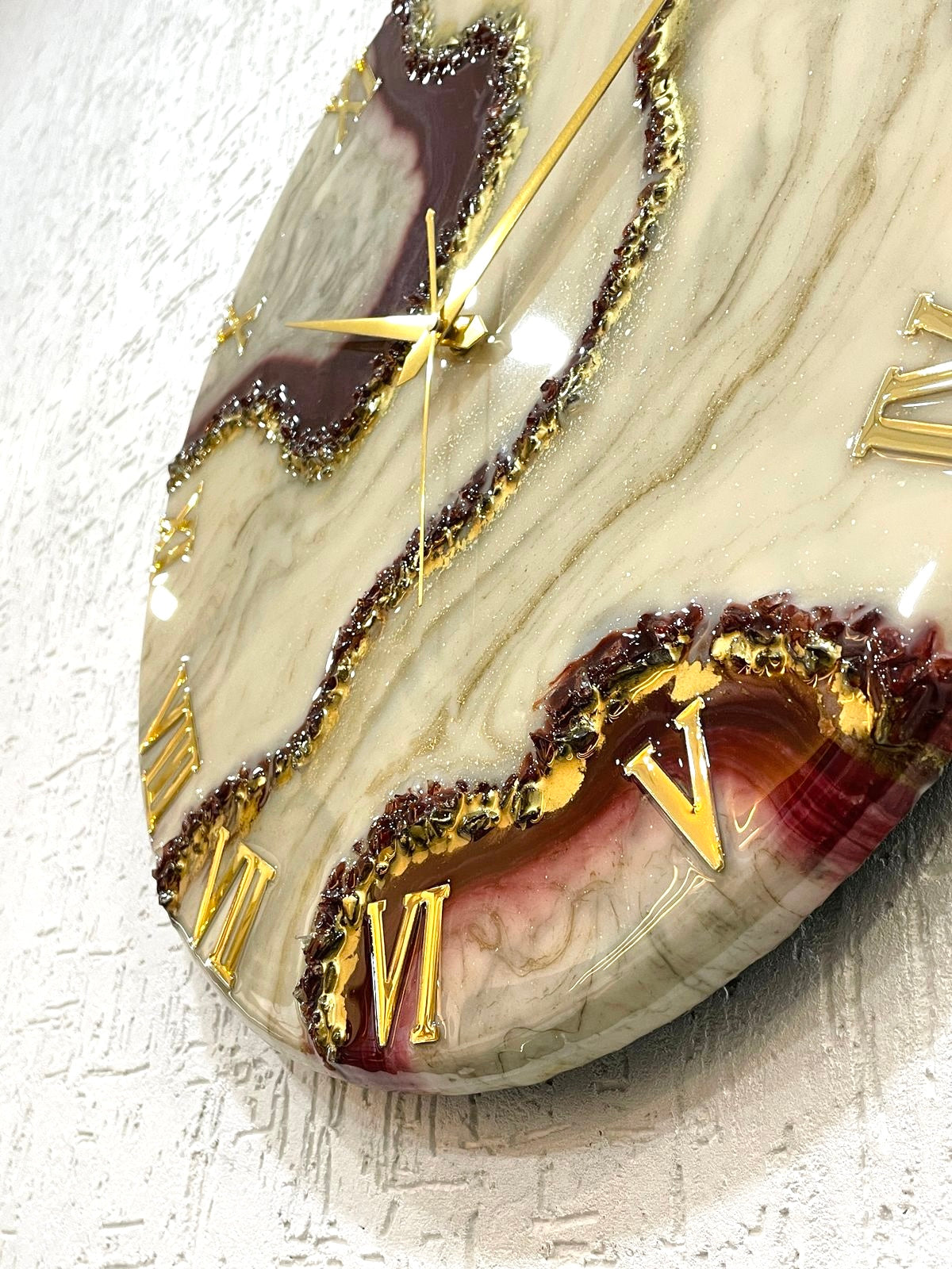 Dark Cherry Geode Medium Size Silent Clock 17.5 Inches