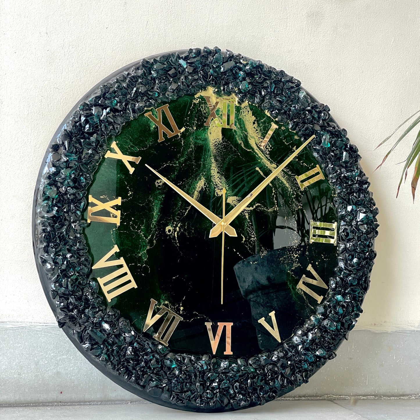 Dark Green Silent Clock 17.5 inches