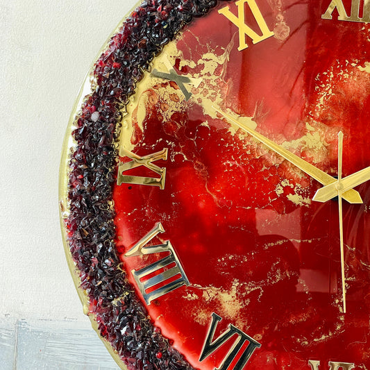 Red Ring Silent Clock 17.5 inches