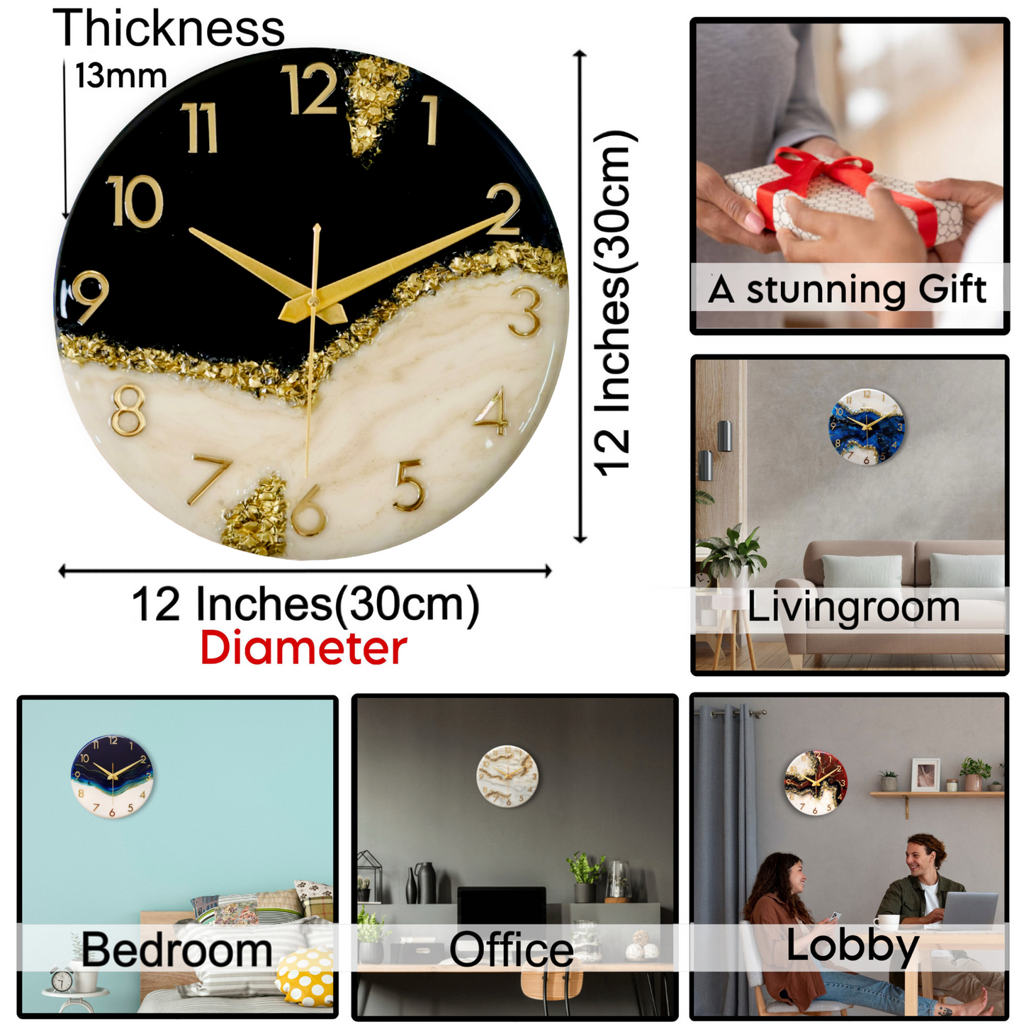 *Black Peak Silent Clock 30cm