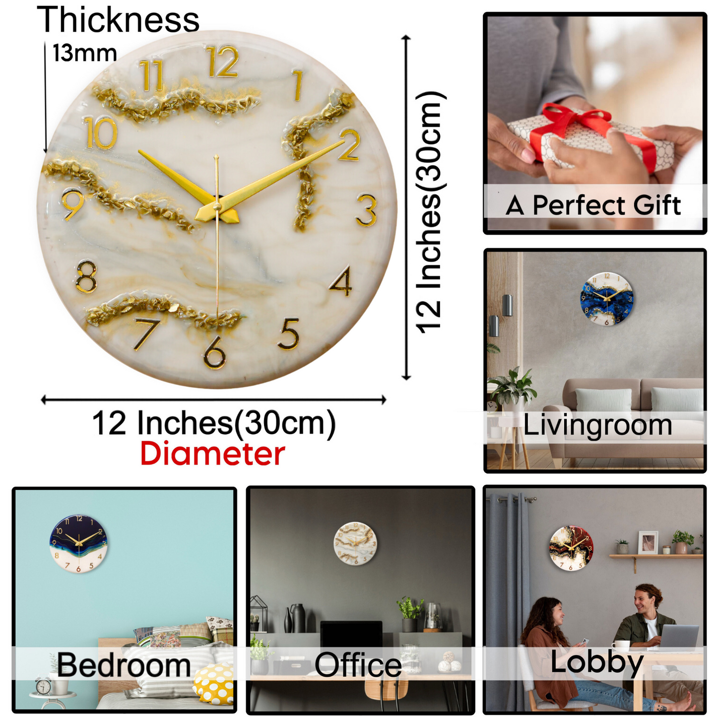 Desert Silent Clock 30cm