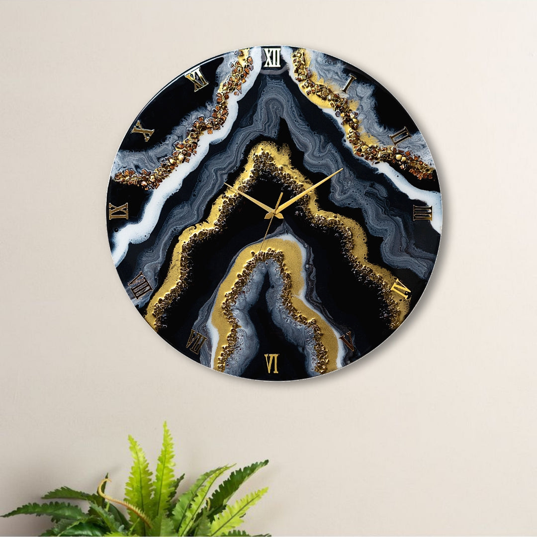Black Geode Clock Large 17.5 Inches