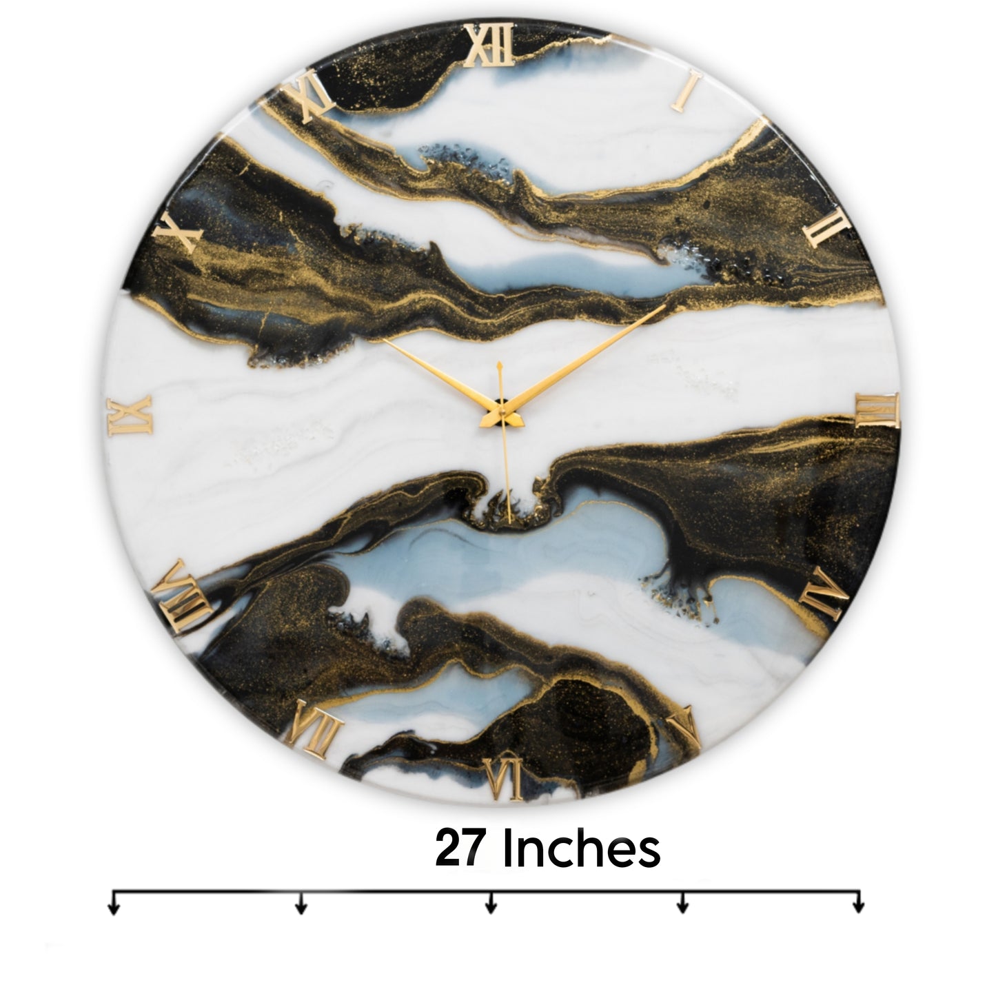 Black Falls Handmade Silent Resin Clock