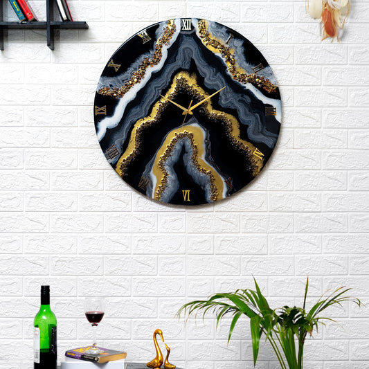 Black Geode Clock Large 17.5 Inches
