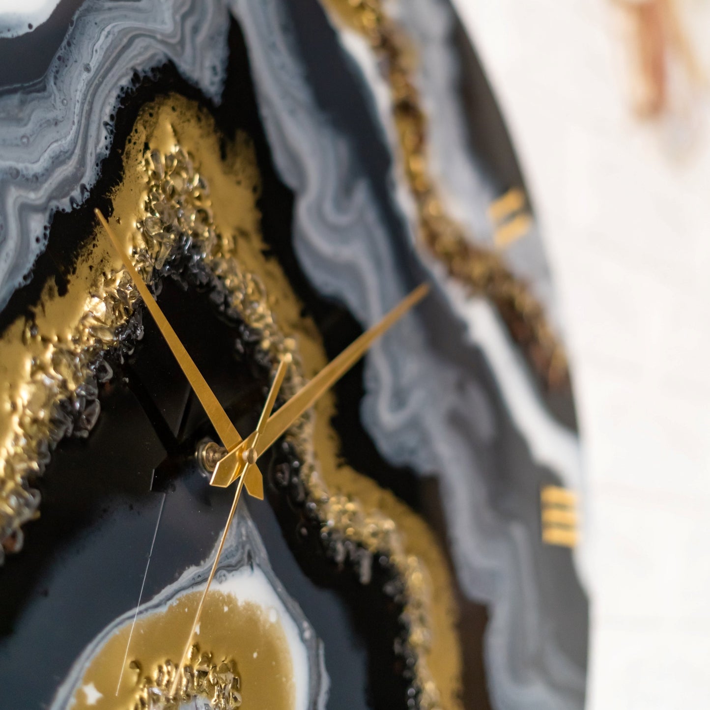 Black Geode Clock Large 17.5 Inches