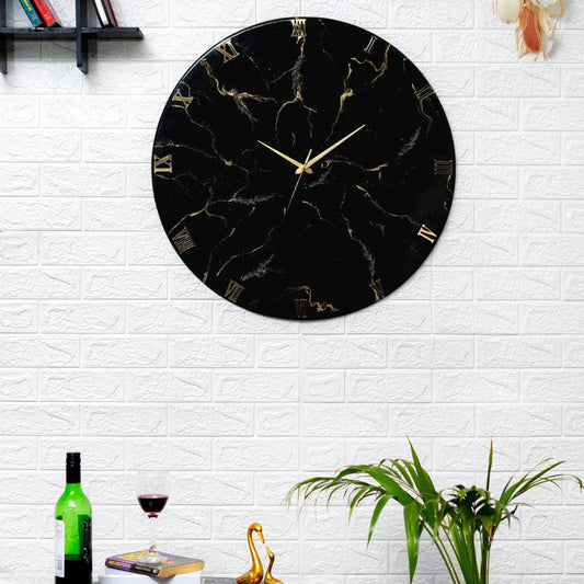 Black Marble Finish Clock Size 17.5 Inches