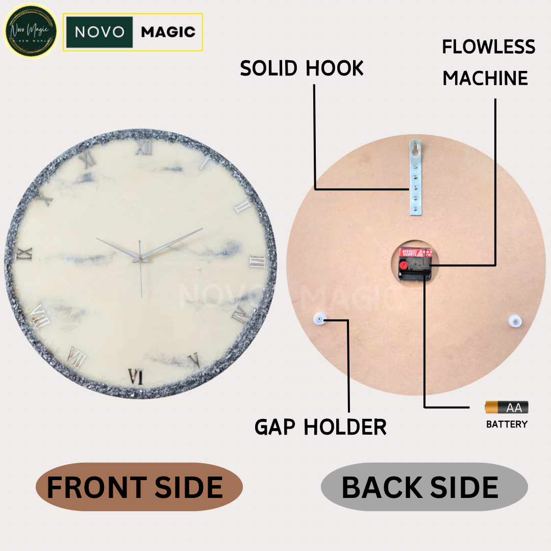 Silver Ring Large Silent Clock