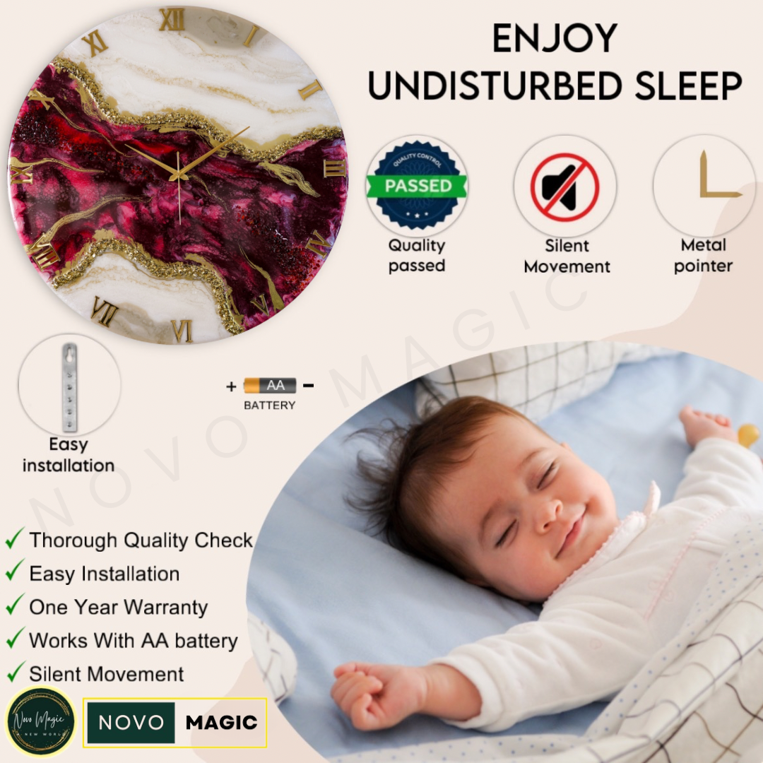 Wine Geode Large Silent Clock