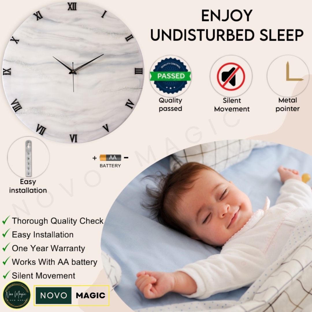 Silver Desert Large Silent Clock