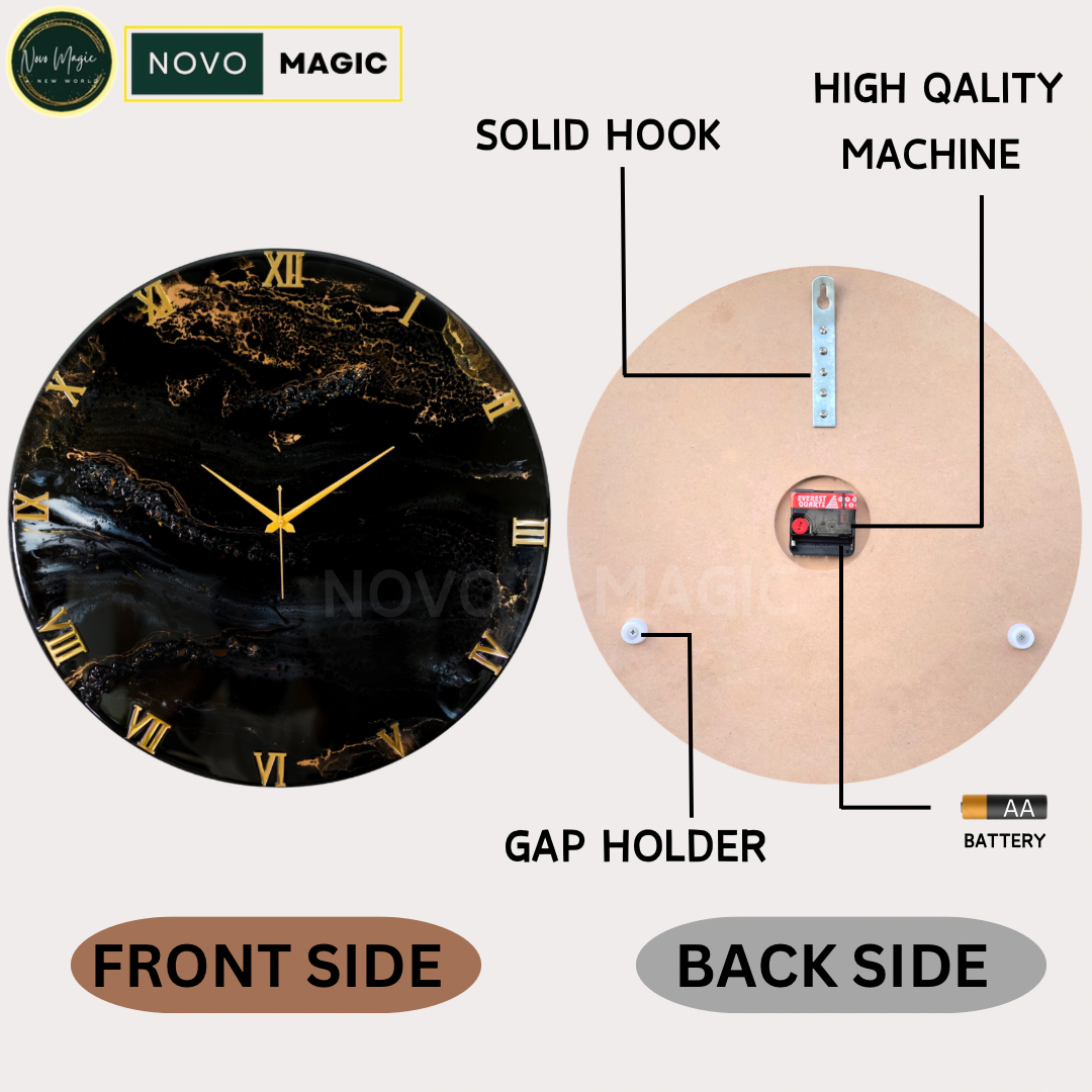 Black Desert Medium size Silent Clock 17.5 Inches