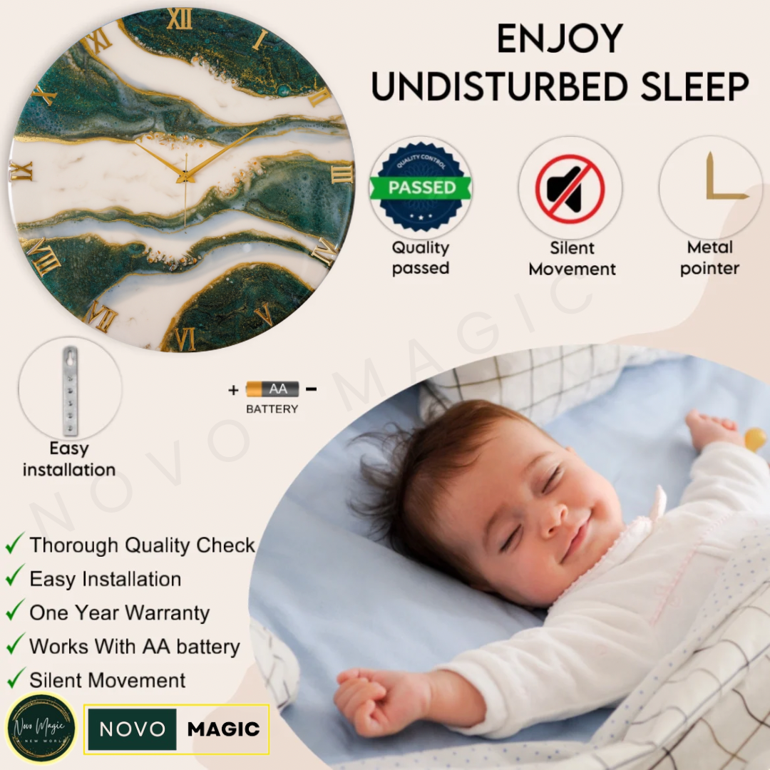 Olive Large Silent Clock