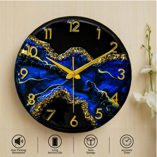Blue Stunner Silent Clock 12 Inches (30cm)
