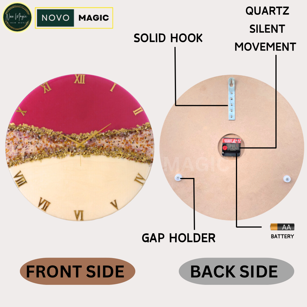 Pink Crown Large Silent Clock