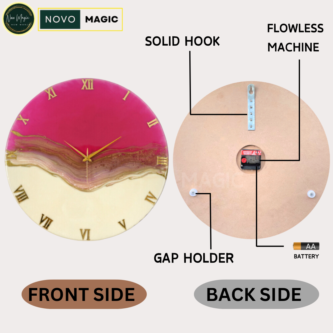 Pretty Pink Large Silent Clock