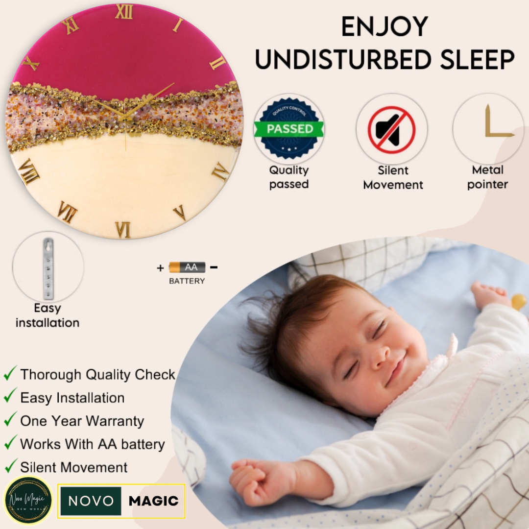 Pink Crown Large Silent Clock