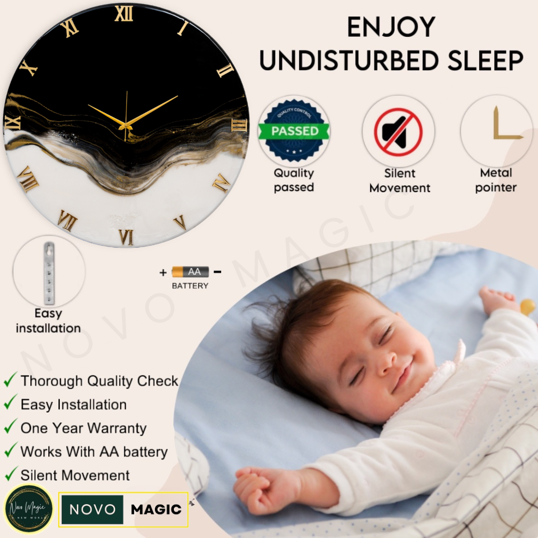 Ticking Thunder Silent Clock BLACK WHITE