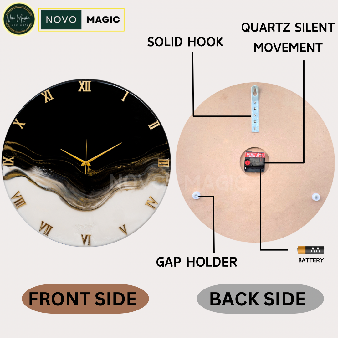 Ticking Thunder Silent Clock BLACK WHITE