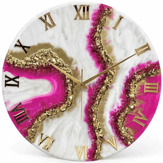 Pink Curves Clock 17.5 Inches