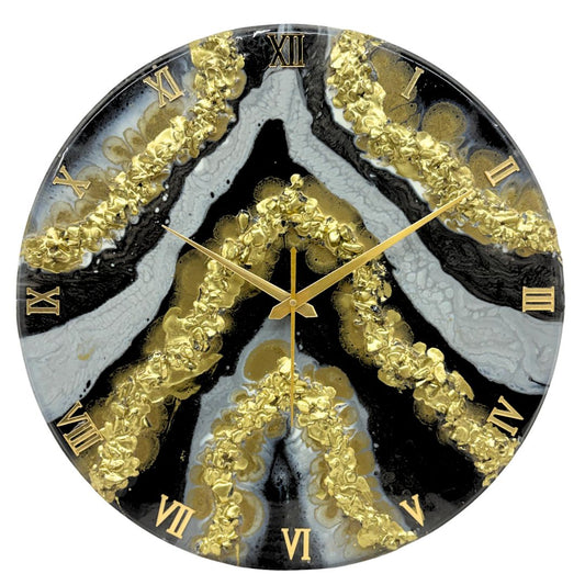 Black Geode clock 17.5 inches (CS)