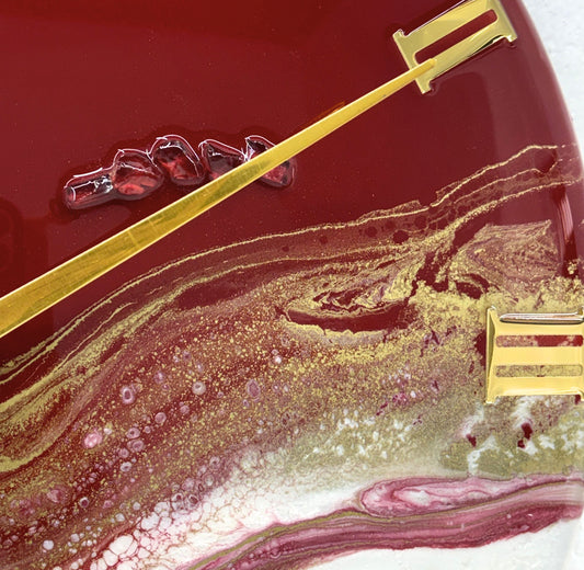 Maroon Waves silent clock 17.5 inches