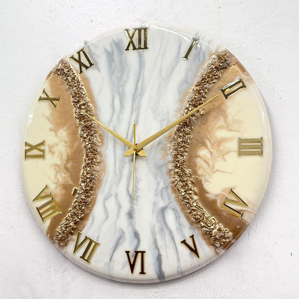 Rose Gold Stone Silent Clock 17.5 inches