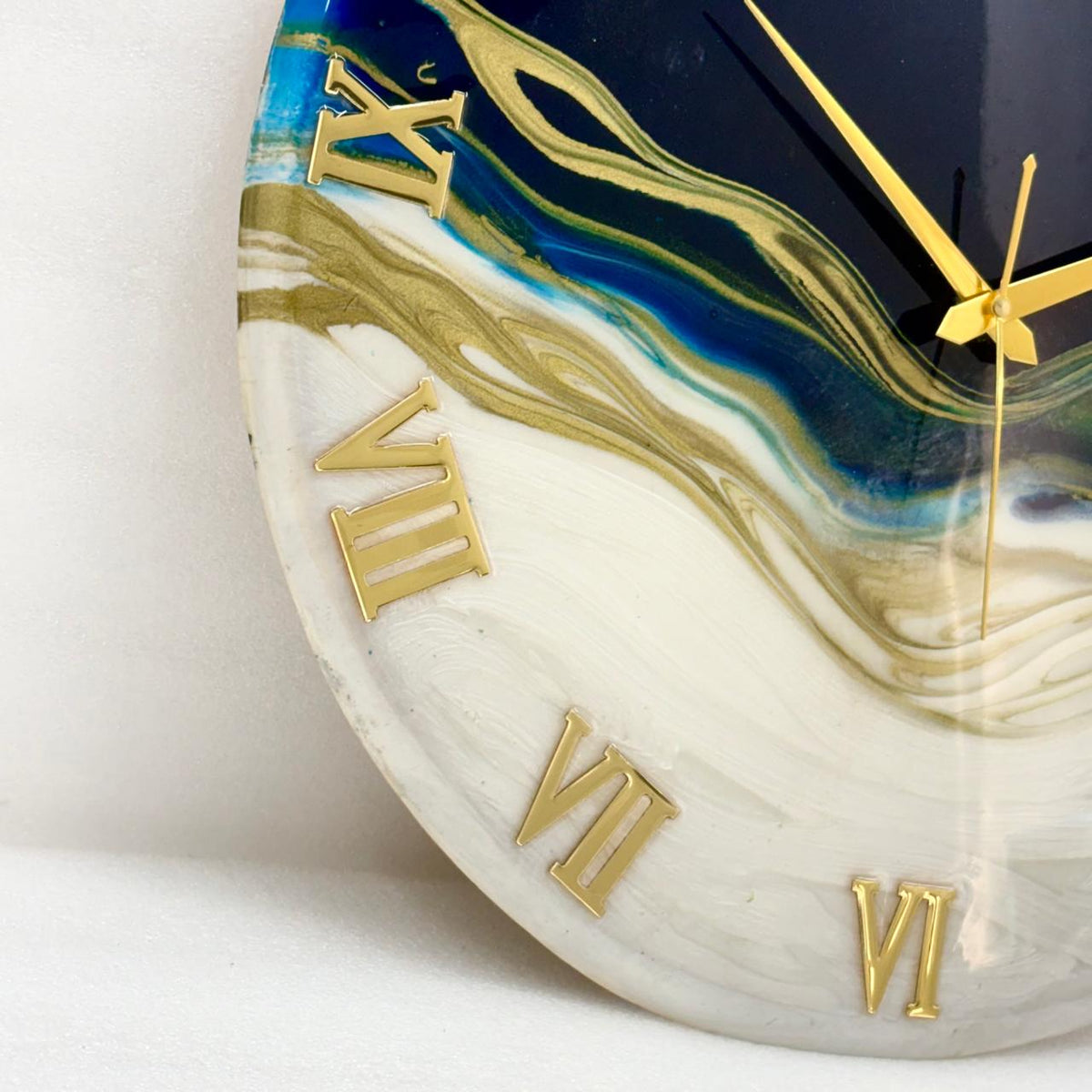Blue Swipe silent Clock 17.5 inches