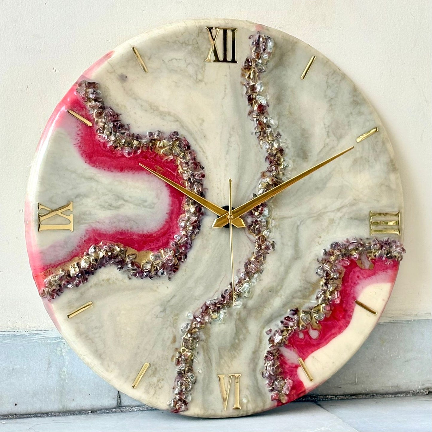 Cherry Geode Silent Clock 17.5 inches (CS)
