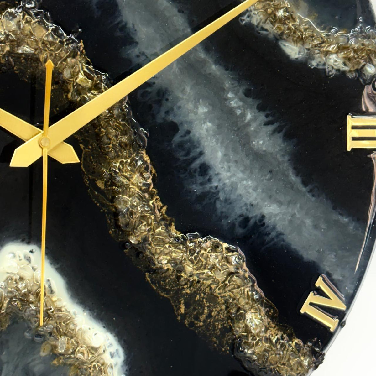 *Black Geode Silent Clock 17.5 inches