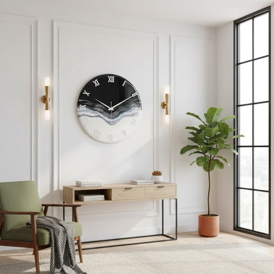 Silver Marble Silent Clock