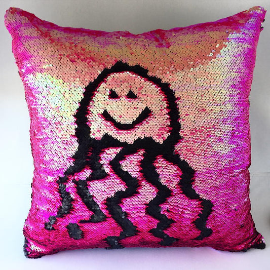 Mermaid Pillow Cover 16 X 16 Inches, Pillow Not Included (Pink/Black)