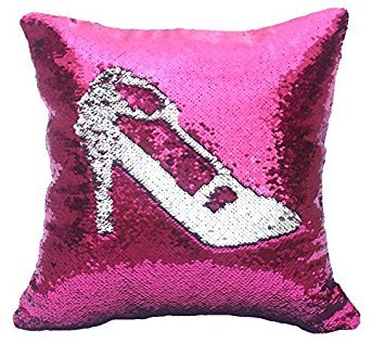 Mermaid Pillow Cover 16 X 16 Inches, Pillow Not Included (Pink/Silver)