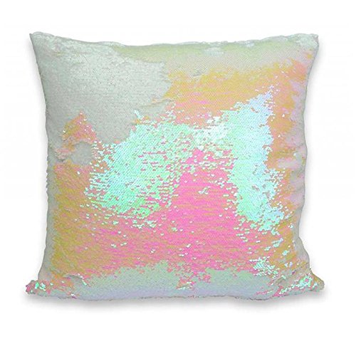 Mermaid Pillow Cover 16 X 16 Inches, Pillow Not Included (Iridescent White)