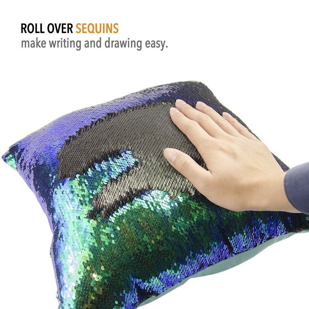 Mermaid Pillow Cover 16 X 16 Inches, Pillow Not Included (Mermaid Tail Black)
