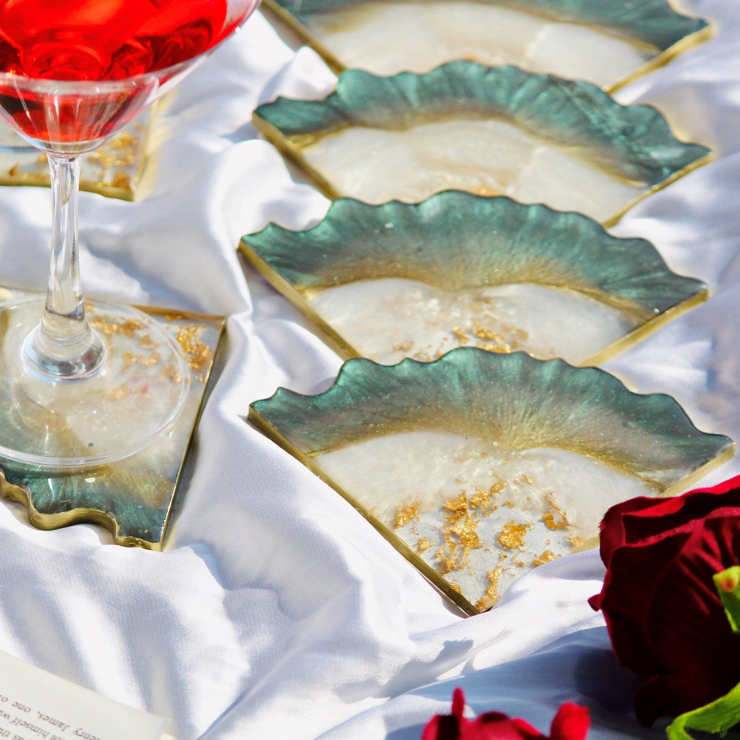 Impact - Handmade Resin Coasters Set Of Six (Olive)