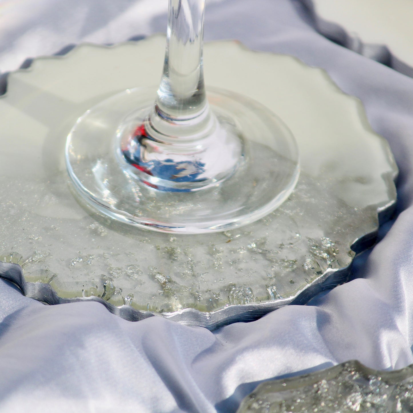 Milky White and Silver - Handmade Resin Coasters Set Of 6