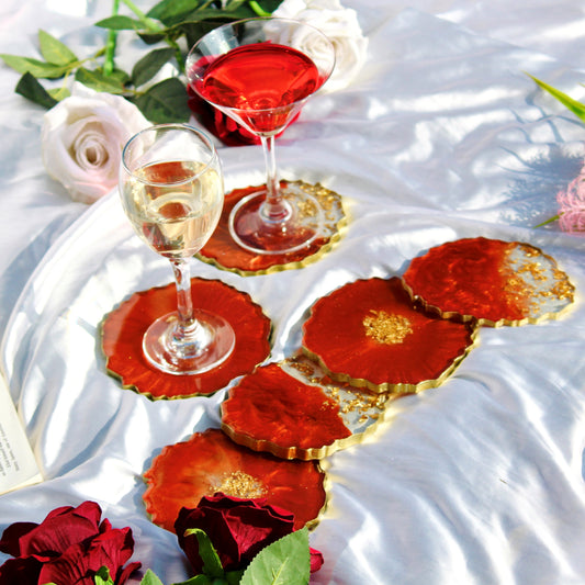 Copper - Handmade Resin Coasters Set Of 6