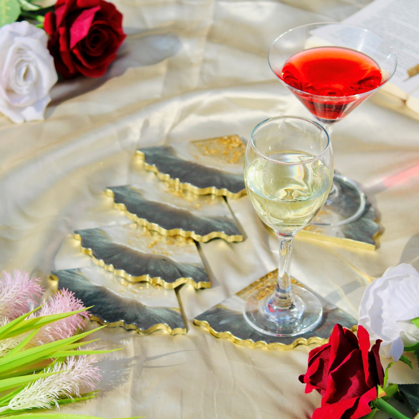 Impact - Handmade Resin Coasters Set Of Six (Olive)