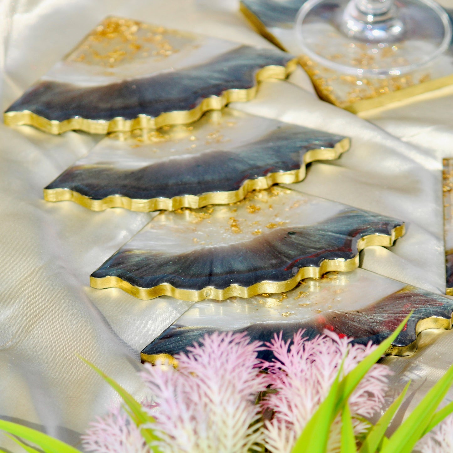 Impact - Handmade Resin Coasters Set Of Six (Olive)